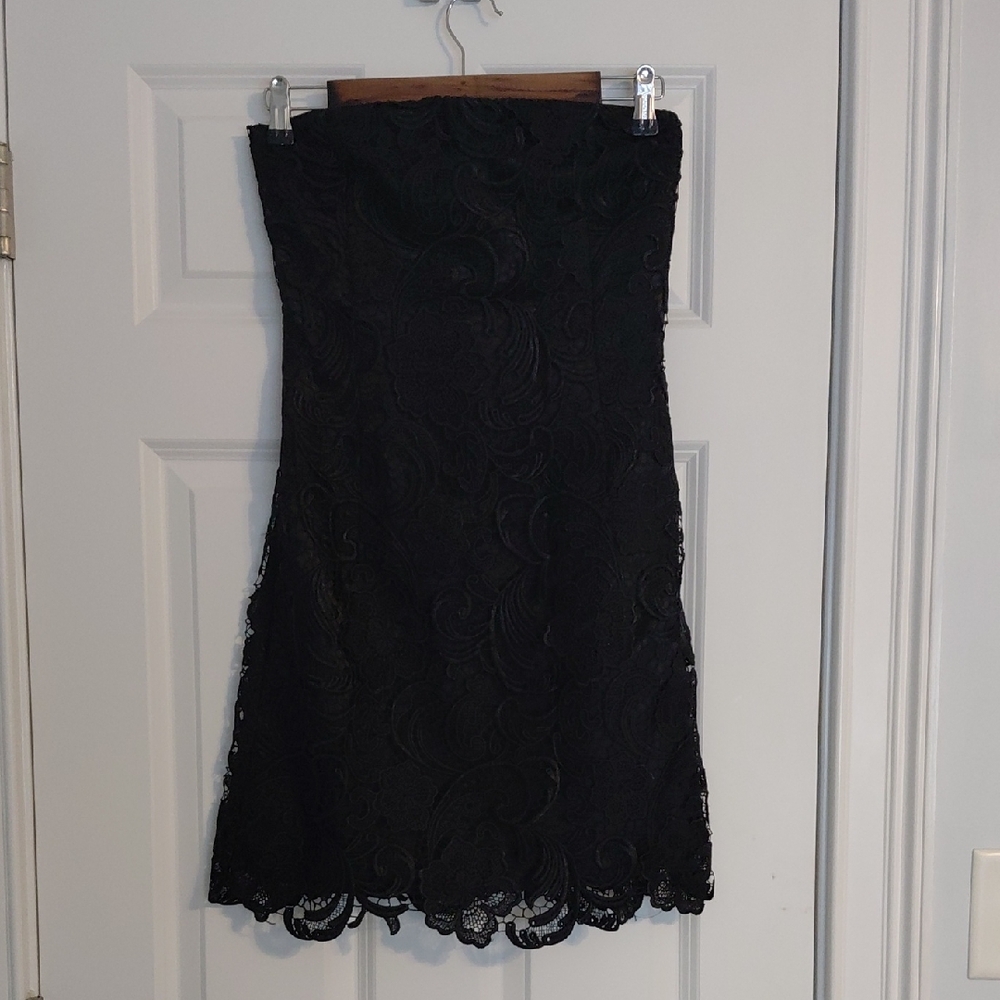 Strapless Black Lace Dress, Aqua Dresses, Size 8